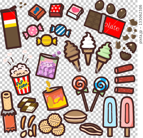 Cute hand-drawn sweets illustration set 133062386