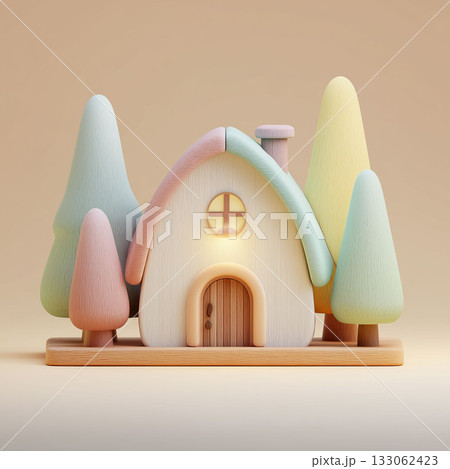 手作り感いっぱいの積み木の家　木のあたたかさが伝わるおもちゃの世界のやさしい表情 133062423