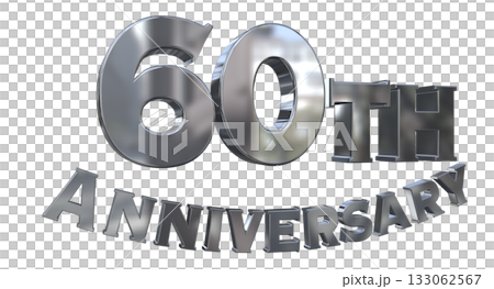 3DCG文字「60th Anniversary/60周年マークキラキラ」 133062567