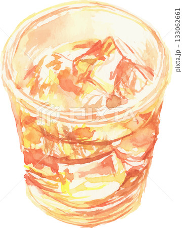 水彩で描いたアイスティーのイラスト　ベクター 133062661