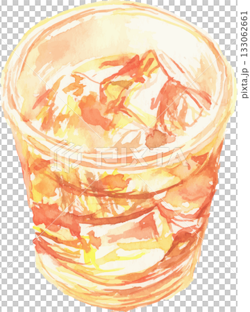 水彩で描いたアイスティーのイラスト　ベクター 133062661