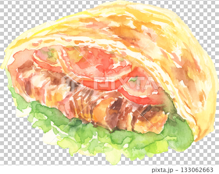 水彩で描いたケバブのイラスト　ベクター 133062663