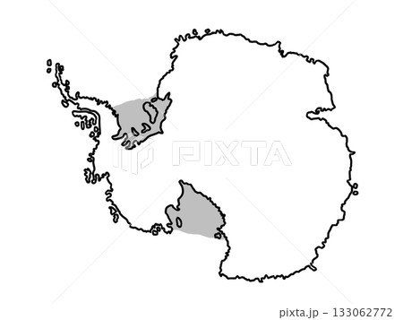 南極大陸の地図（白地図）棚氷表示あり 133062772