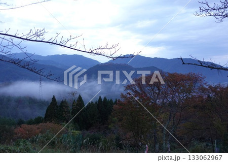 兵庫県「立雲峡」から　竹田城址 6時半 期待の雲海はイマイチ　11.2025 133062967