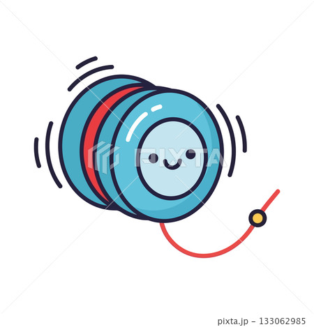 Cute blue and red flat vector mascot icon illustration for cheerful digital design project 133062985