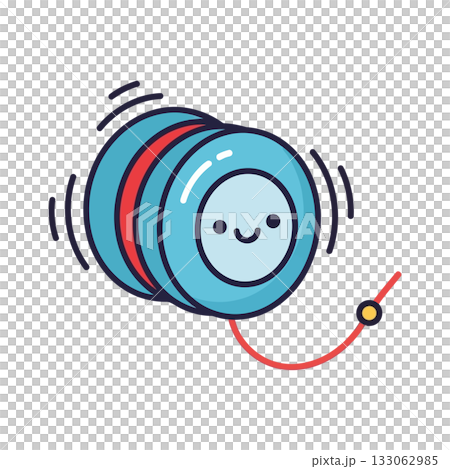 Cute blue and red flat vector mascot icon illustration for cheerful digital design project 133062985