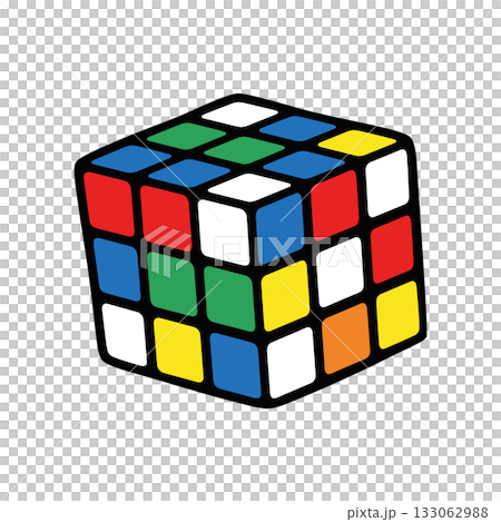 Bright primary color vector illustration of a classic 3D puzzle cube icon Bright primary color vector illustration of a classic 3D puzzle cube icon 133062988