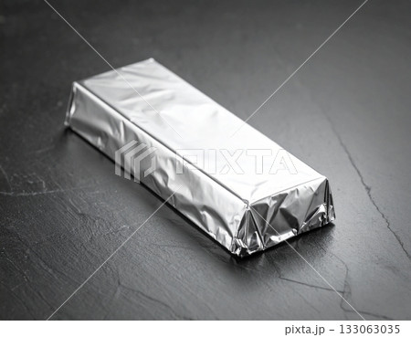 Metallic Bar Wrapper on Dark Background Metallic Bar Wrapper on Dark Background 133063035