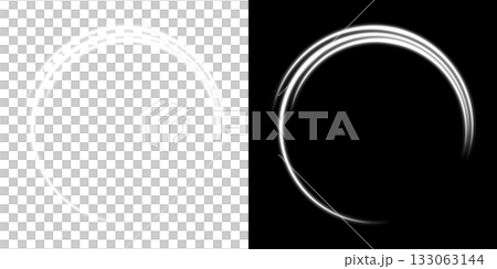 White circular brush stroke (transparent and black background) 133063144