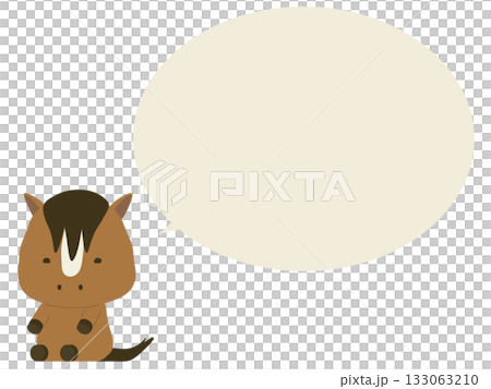 座っている茶色い馬。吹き出し付き 座っている茶色い馬。吹き出し付き 133063210