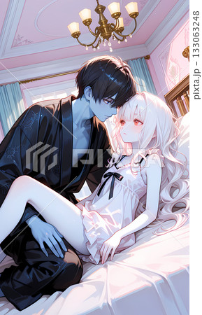 アルビノの少女とゾンビになった碧眼の恋人。縦長動画のサムネイルにも使える漫画風のAIイラスト アルビノの少女とゾンビになった碧眼の恋人。縦長動画のサムネイルにも使える漫画風のAIイラスト 133063248