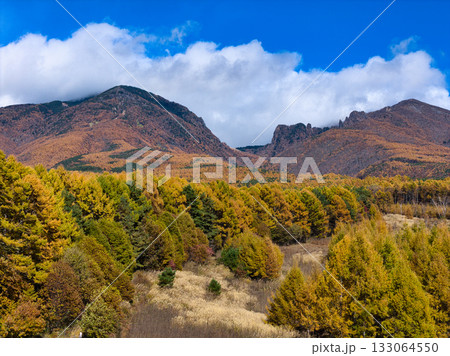 浅間山麓の美しい紅葉　長野県小諸市（ドローンによ浅間山麓の美しい紅葉　長野県小諸市（ドローンる空撮） 133064550