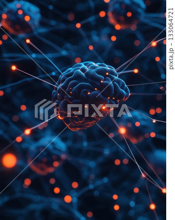 Glowing Networks: Visualizing Interconnected Systems in Blue and Orange Tones 133064721