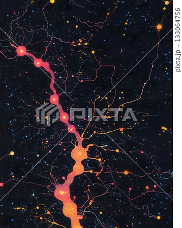 Colorful Neural Network Art: Abstract Depiction of Neuron Connections and Synapses Colorful Neural Network Art: Abstract Depiction of Neuron Connections and Synapses 133064756