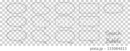 手繪邊框和對話框套裝（橫向） 133064813