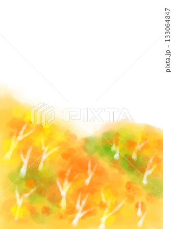 水彩手描きの秋の紅葉の風景（縦） 133064847