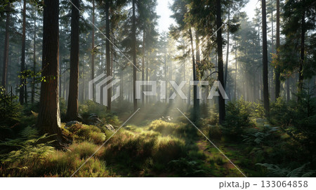 朝の森林 133064858