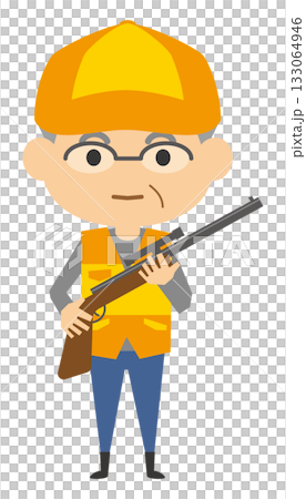 狩獵俱樂部（老年男子）手持獵槍的圖片插圖 133064946