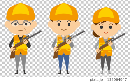 圖中描繪了一名狩獵俱樂部成員手持獵槍的場景。 133064947