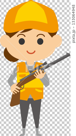 狩獵俱樂部成員手持獵槍的圖片插圖（女性） 133064948