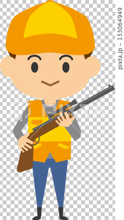 圖片插圖：一名狩獵俱樂部成員手持獵槍（男性） 133064949