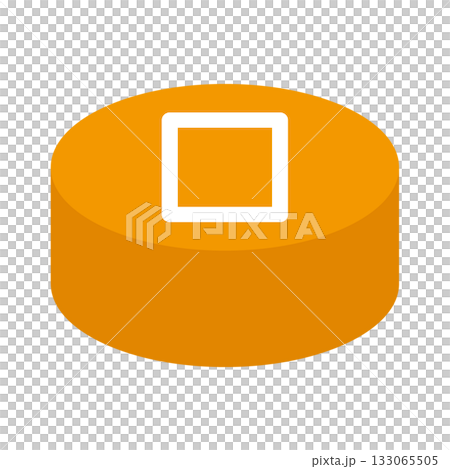 Vector illustration of a simple yellow square button. Transparent background material for cylindrical game switches Vector illustration of a simple yellow square button. Transparent background material for cylindrical game switches 133065505