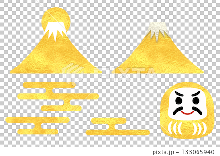 New Year's gold illustration set: Mt. Fuji, Kogasumi, Daruma New Year's gold illustration set: Mt. Fuji, Kogasumi, Daruma 133065940