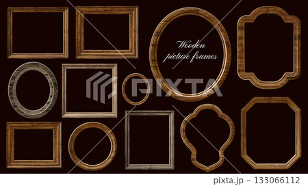 木の額縁フレームセット,四角・楕円 133066112