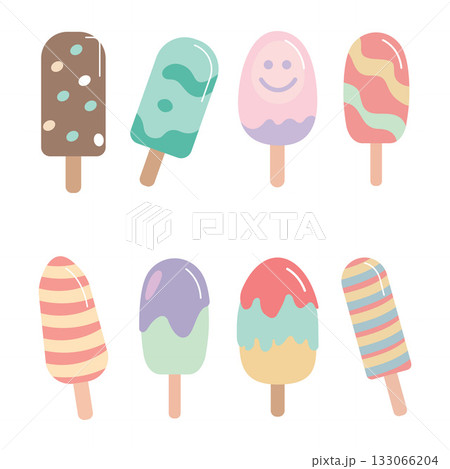 Pastel Popsicle Vector Icons Pastel Popsicle Vector Icons 133066204