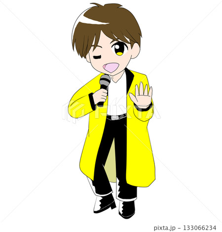 黄色い衣装を着た歌っている男の子のアイドル 133066234
