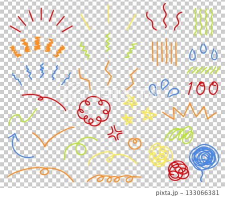 A colorful set of line drawing icons expressing emotions such as surprise and frustration 133066381