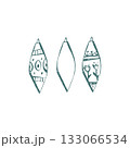 Hand drawn christmas ornament set with long vintage shapes in teal lines for holiday decor cards gift wrap and festive projects 133066534