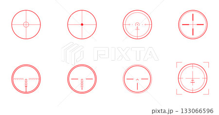 Red crosshair icons set in flat minimal design Red crosshair icons set in flat minimal design 133066596