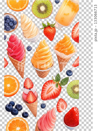 色彩繽紛的草莓糖果和冰淇淋插圖 133066713