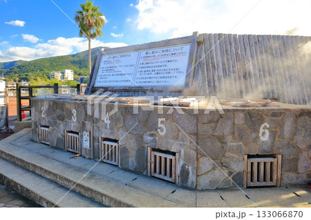 【長崎県】晴天の小浜温泉の蒸し釜 【長崎県】晴天の小浜温泉の蒸し釜 133066870