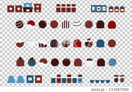Simple and easy-to-use illustration material of truffles and chocolate bars Simple and easy-to-use illustration material of truffles and chocolate bars 133067080