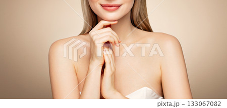Portrait beautiful young woman with clean fresh skin 133067082