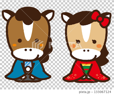 Horse cubs giving New Year's greetings 133067124