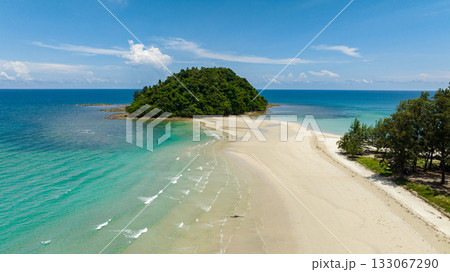 Seascape: Beautiful beach and tropical island. Kelambu Beach. Borneo, Malaysia. 133067290