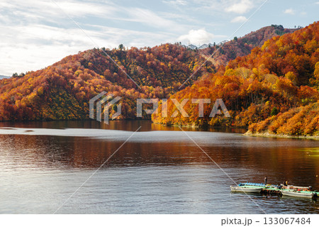 奥只見湖の紅葉 133067484