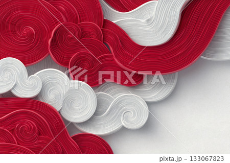 紅白の雲　東洋的な雰囲気を感じる背景素材 133067823