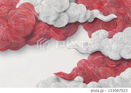 紅白の雲　東洋的な雰囲気を感じる背景素材 133067825