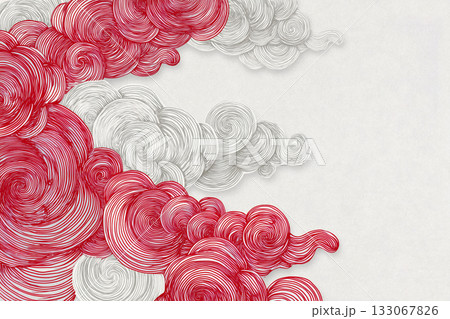 紅白の雲 東洋的な雰囲気を感じる背景素材 紅白の雲 東洋的な雰囲気を感じる背景素材 133067826