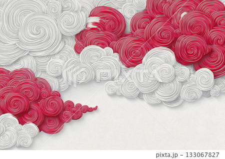 紅白の雲 東洋的な雰囲気を感じる背景素材 紅白の雲 東洋的な雰囲気を感じる背景素材 133067827