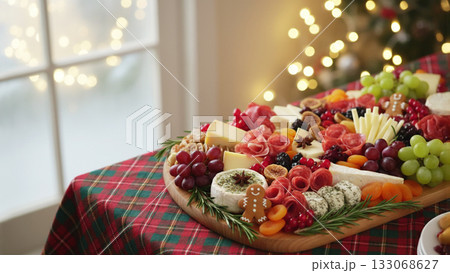 クリスマスおしゃれなチーズボード　シャルキュトリーとチーズの盛り合わせ 133068627