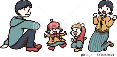 遊ぶ家族連れ/冬ファッション 遊ぶ家族連れ/冬ファッション 133068634