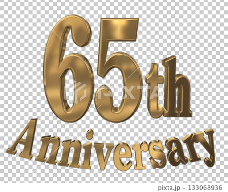 3DCG文字「65th Anniversary/65周年マークキラキラ」 133068936