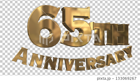 3DCG文字「65th Anniversary/65周年マークキラキラ」 133069267