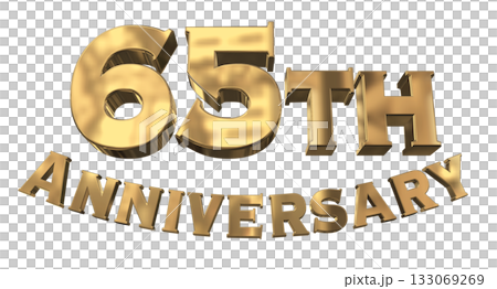 3DCG文字“65週年紀念/65週年紀念標誌閃耀” 3DCG文字“65週年紀念/65週年紀念標誌閃耀” 133069269