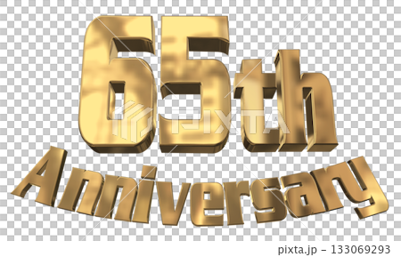 3DCG文字「65th Anniversary/65周年マークキラキラ」 133069293